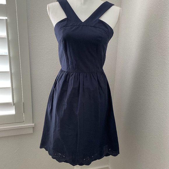 Brixon Ivy Eyelet Lace Detail Navy Dress, Size 0 - Picture 1 of 5